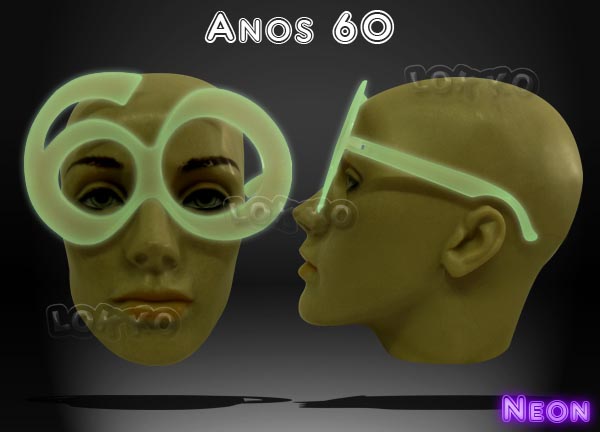 Óculos de festa anos 60 neon